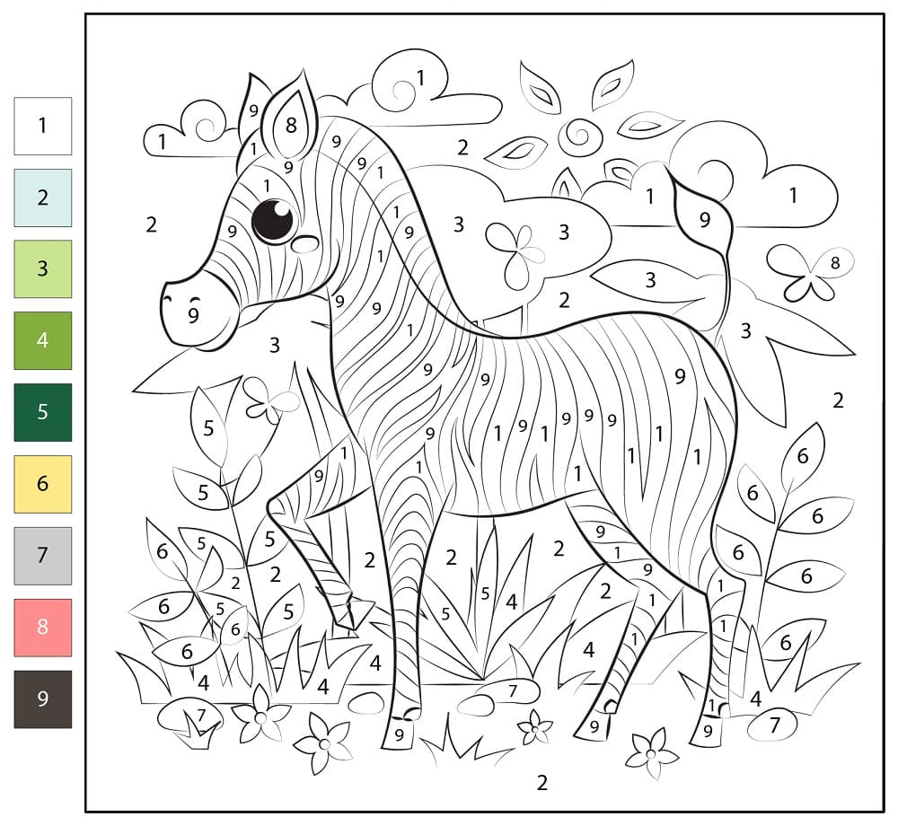 Free Printable Zebra Color by Number