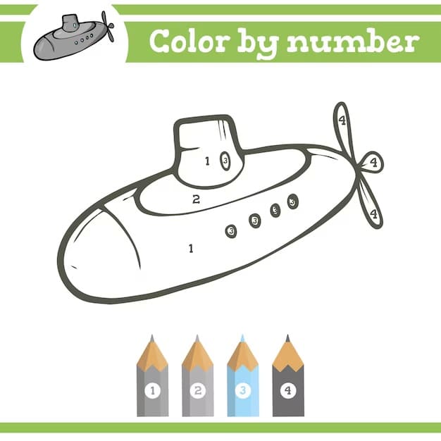 Free Submarine Color By Number