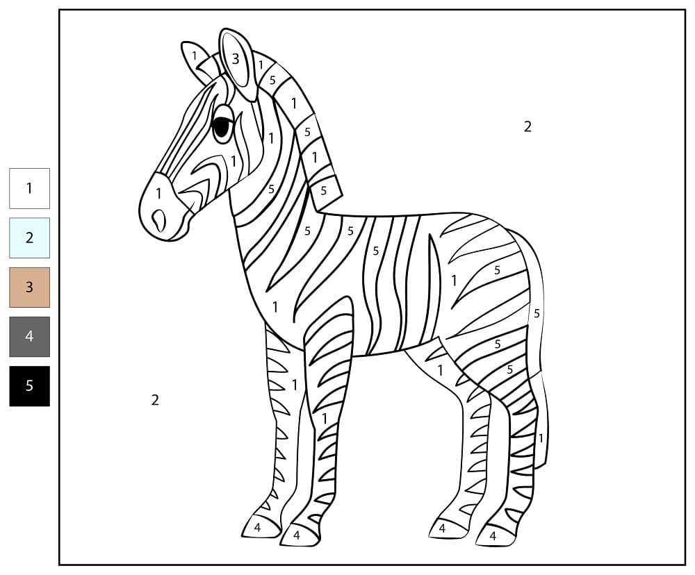 Printable Zebra Color by Number