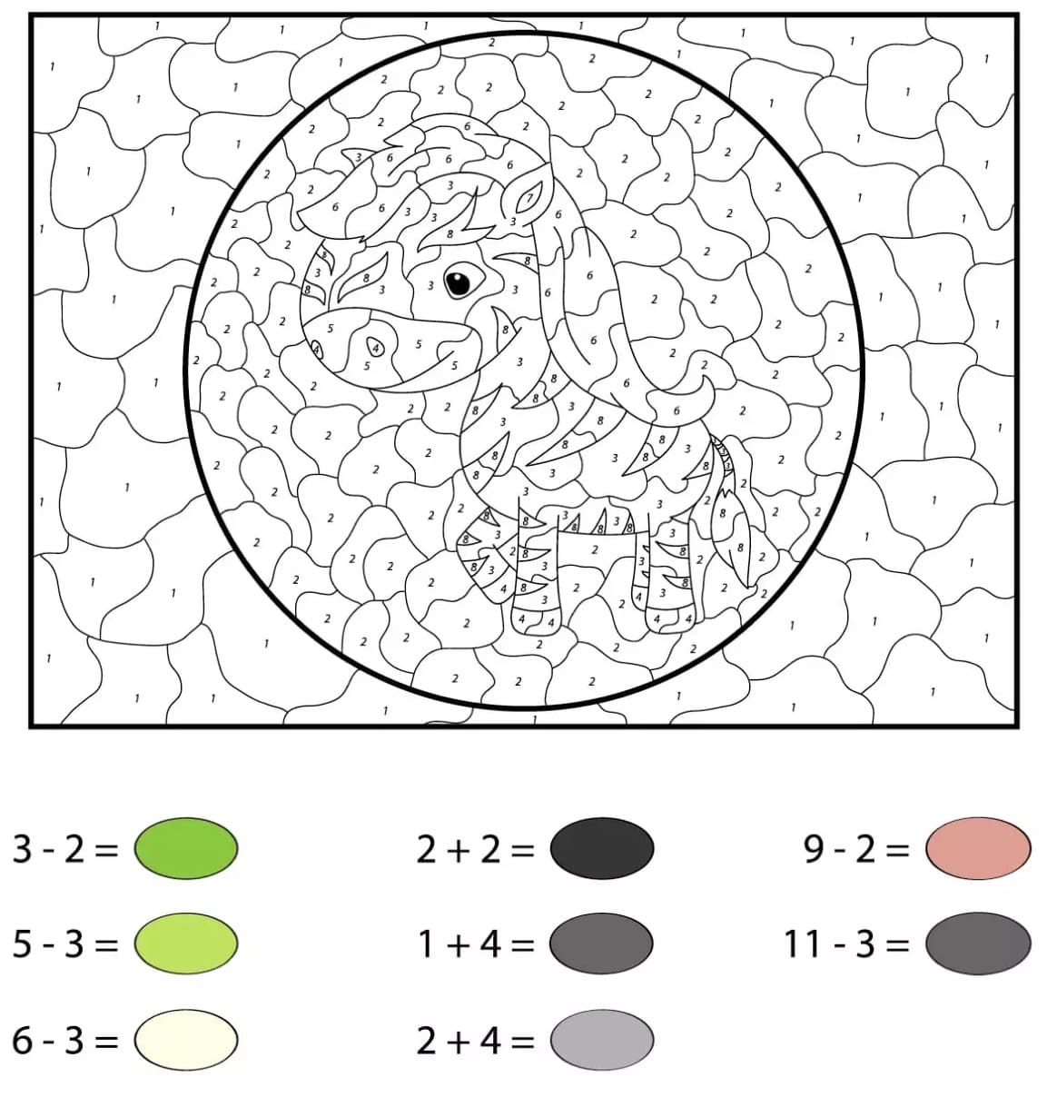 Zebra Color by Number Math